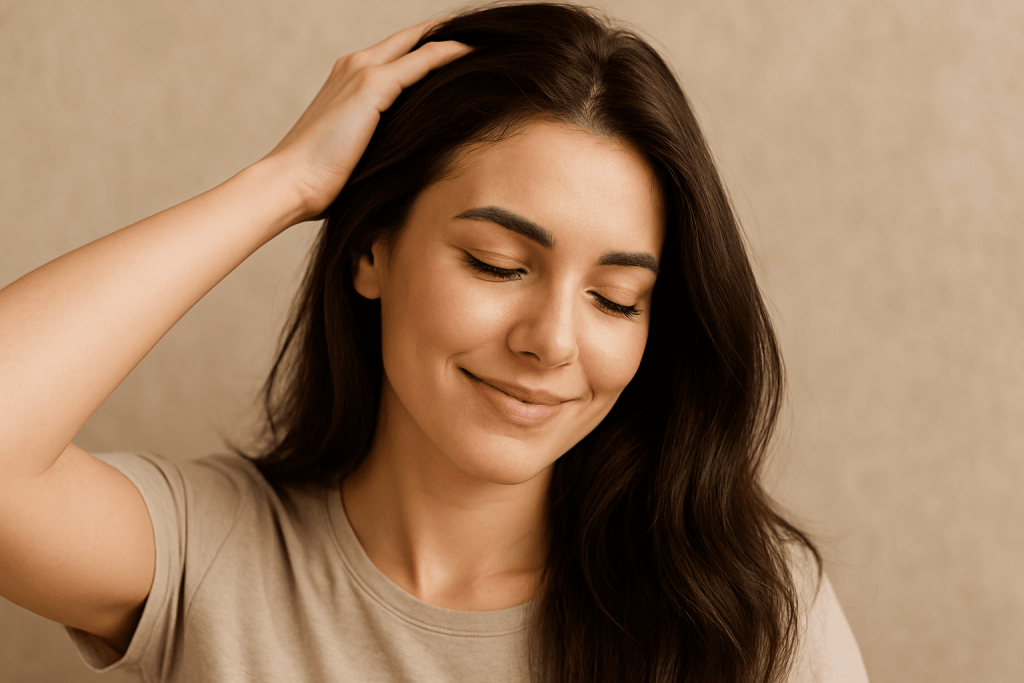 una persona que disfruta de los beneficios del mejor zinc para el cabello