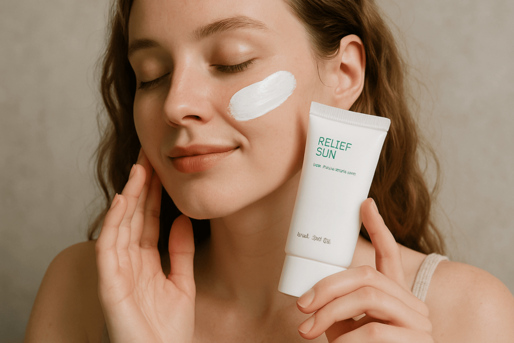 une jeune femme profitant des bienfaits de la creme solaire visage