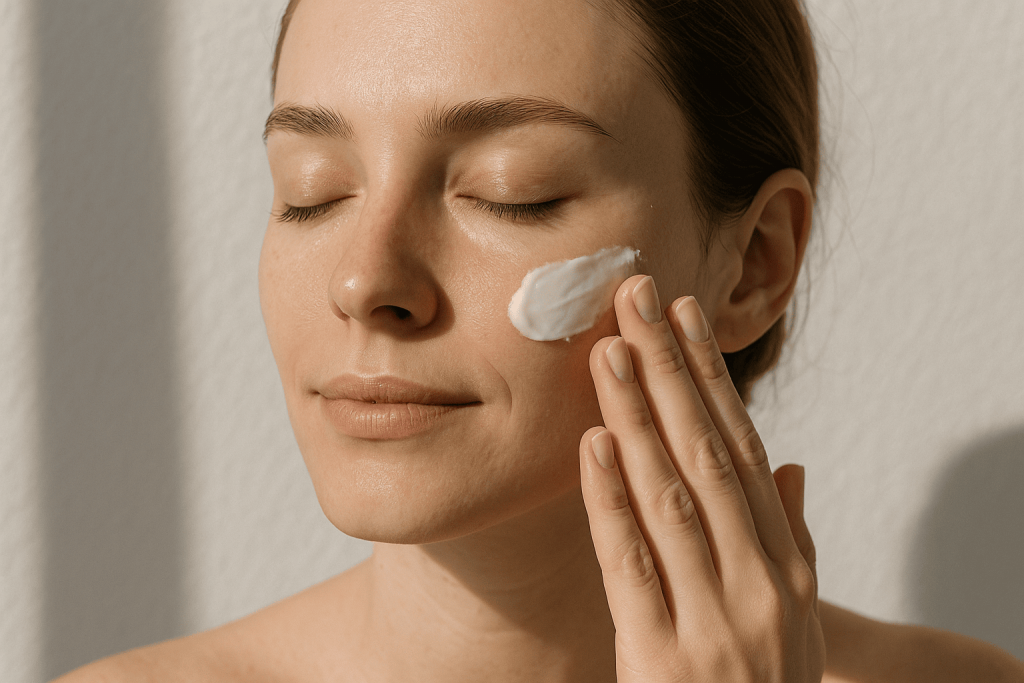 une personne a la peau sèche et sensible profitant des bienfaits de sa crème hydratante