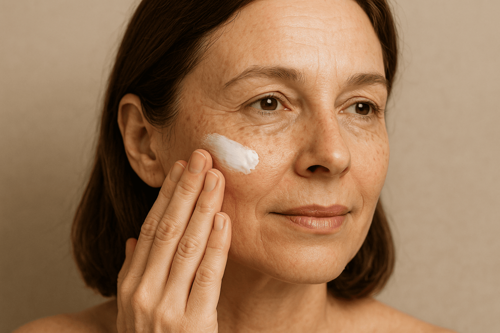 une personne profitant des bienfaits de la crème anti-tache sur son visage