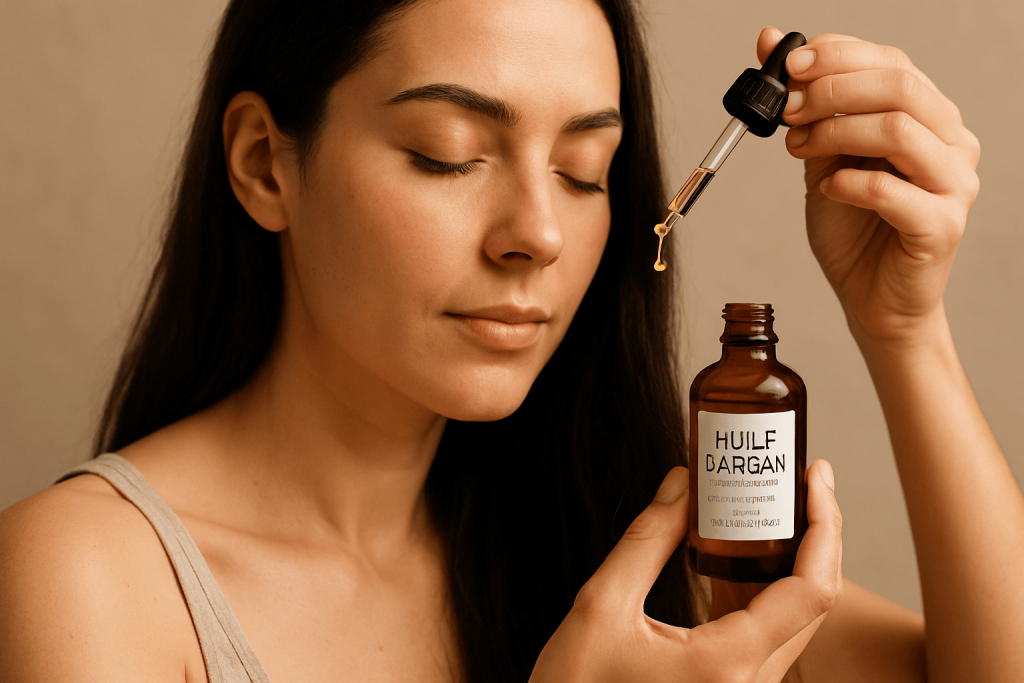 une personne profitant des bienfaits de la meilleure huile d’argan