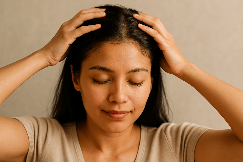 une personne profitant des bienfaits de l’huile de brahmi