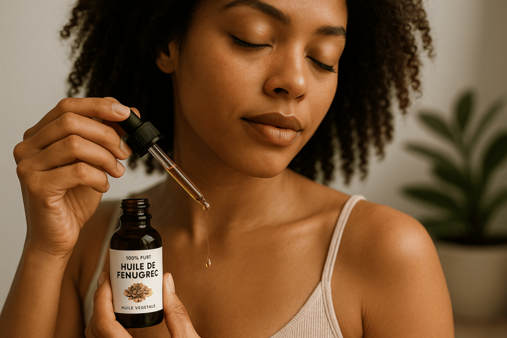une personne profitant des bienfaits de l’huile de fenugrec
