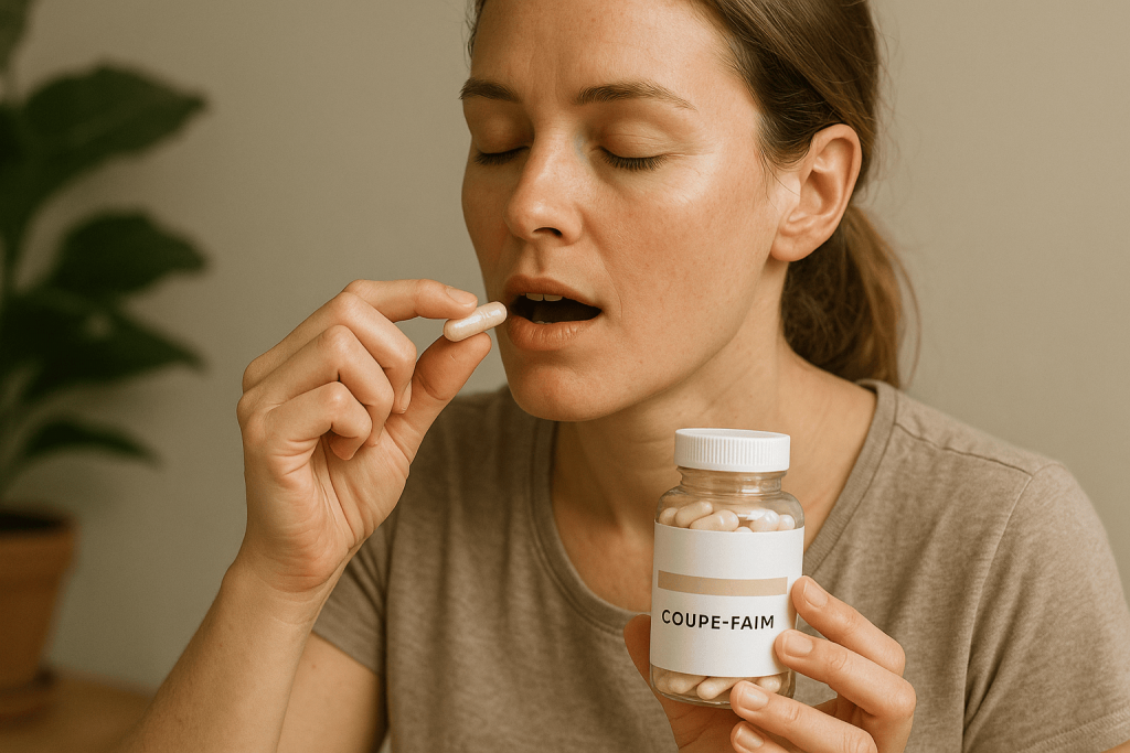 une personne profitant des bienfaits du complément alimentaire coupe-faim