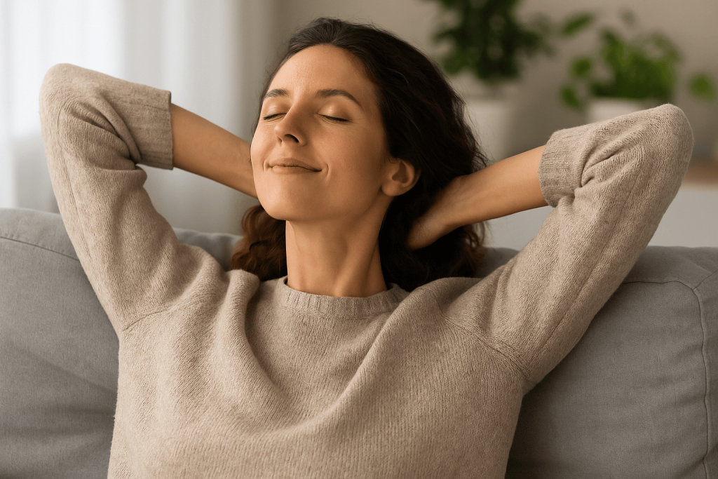 une personne profitant des bienfaits du complément alimentaire pour baisser le cortisol