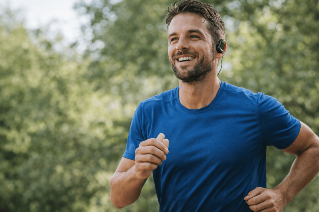 Un corredor disfrutando de los beneficios de los multivitamínicos