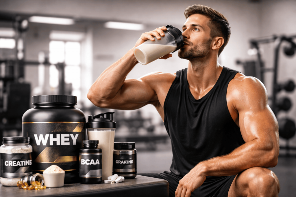 Un deportista que aprovecha los beneficios del suplemento para ganar masa muscular