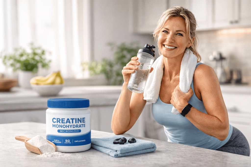 a serene menopausal woman who is a bitch with creatine