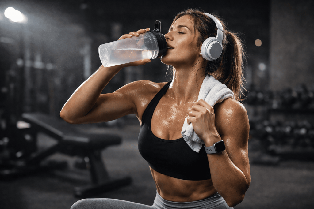a woman enjoying the benefits of creatine