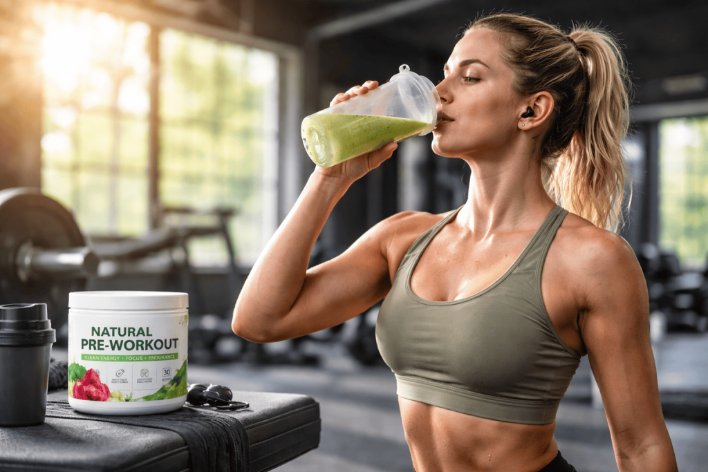 a young athletic woman enjoying the benefits of natural pre-workout