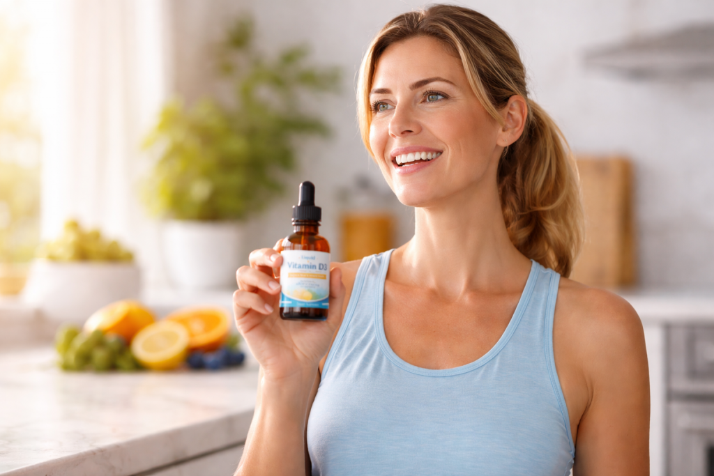 a young woman relieved of her dizziness with vitamin D