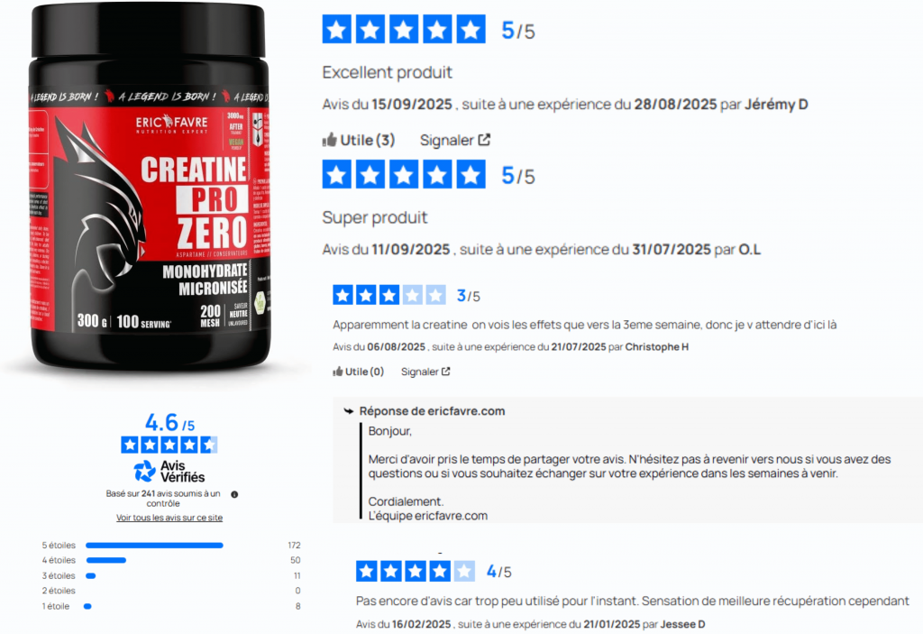 avis des clients sur la créatine eric favre