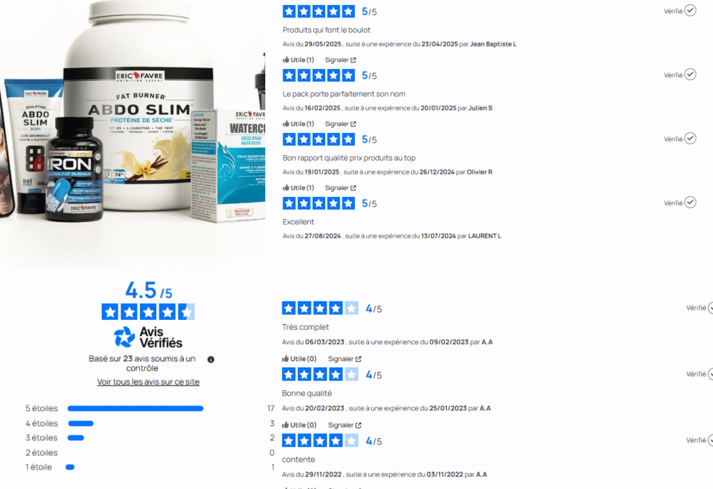 avis des clients sur le brûle graisse eric favre