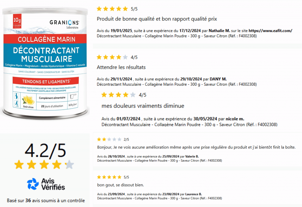 avis des clients sur le décontractant musculaire​ granions