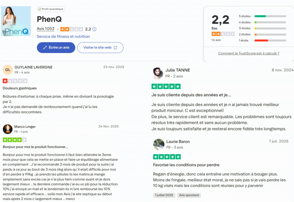 avis des clients sur phenq