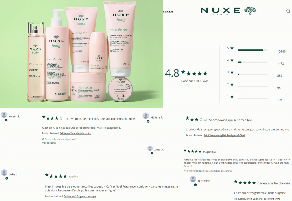 avis sur les produits de nuxe