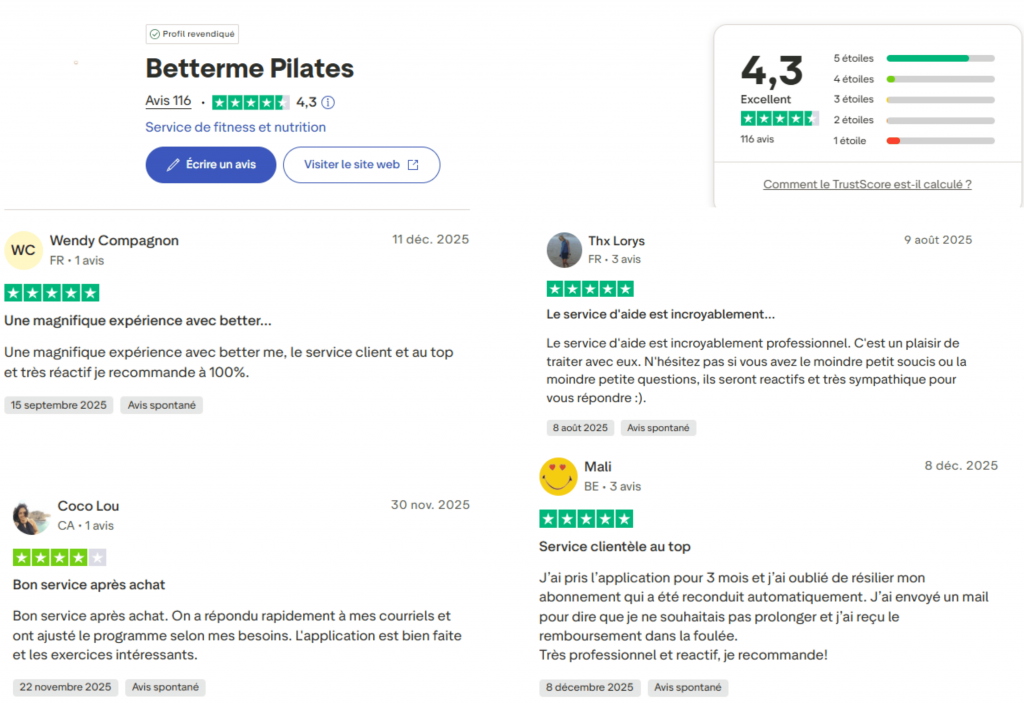 ce que pense les clients de better me pilates