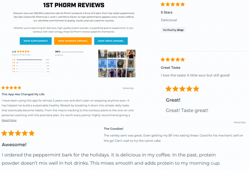 customer reviews of 1st phorm brand products