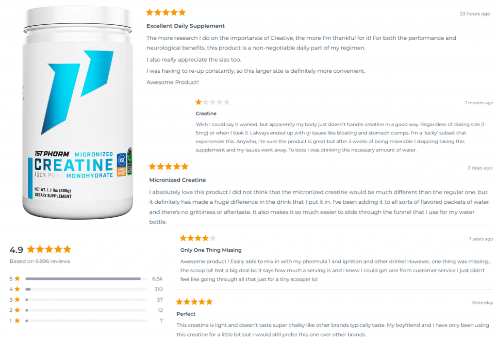 customer reviews on 1st phorm creatine