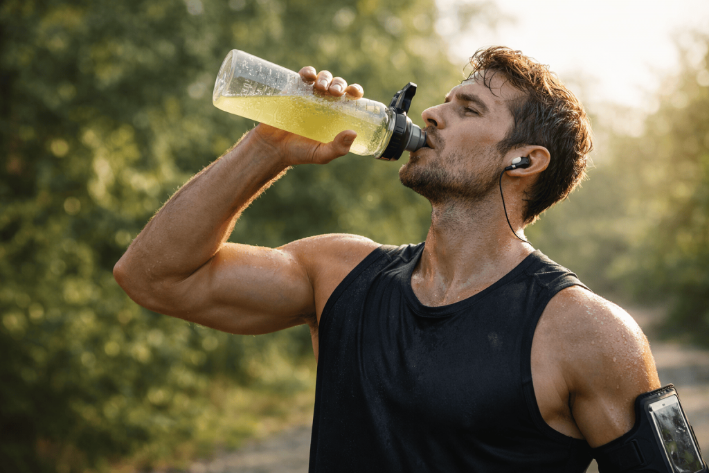 un sportif des bienfaits de la boisson isotonique