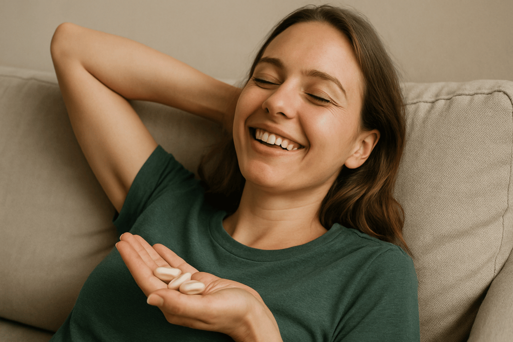 una persona alivia el cansancio con magnesio