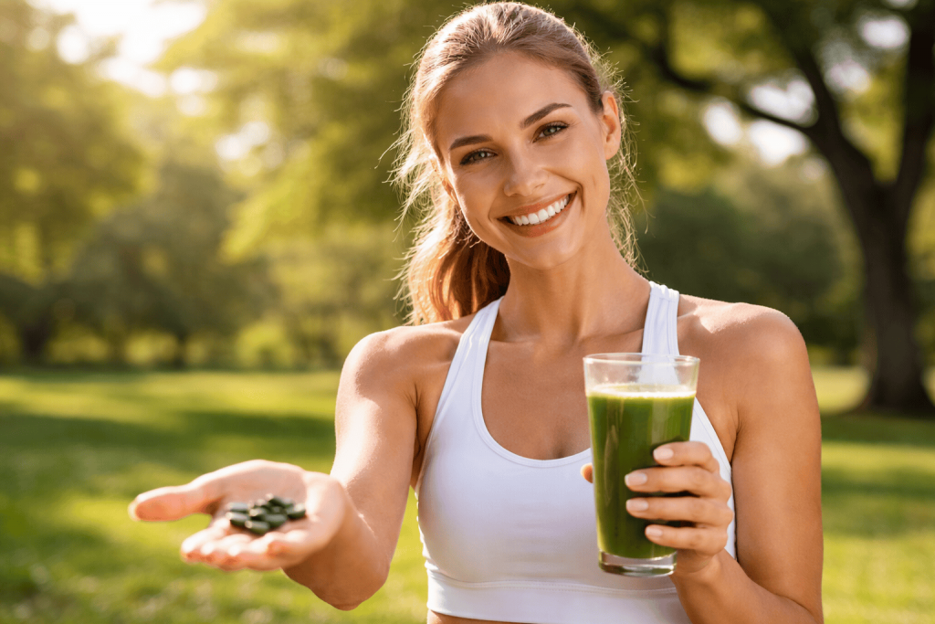una persona que aprovecha los beneficios de la espirulina para adelgazar