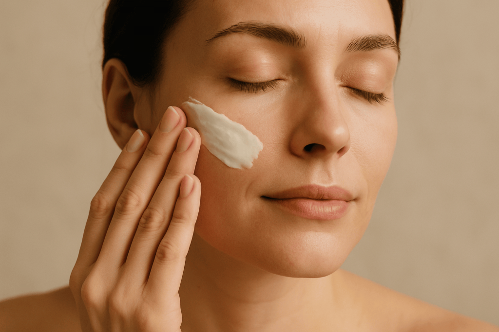 une personne profitant des bienfaits de la crème amincissante visage