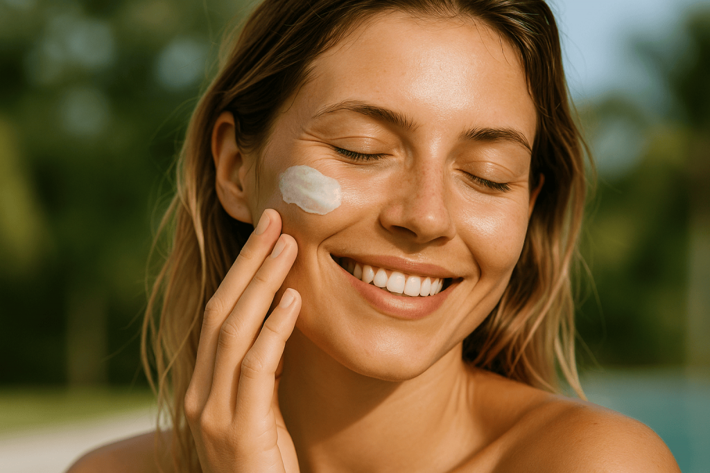 une personne profitant des bienfaits de la crème après soleil visage