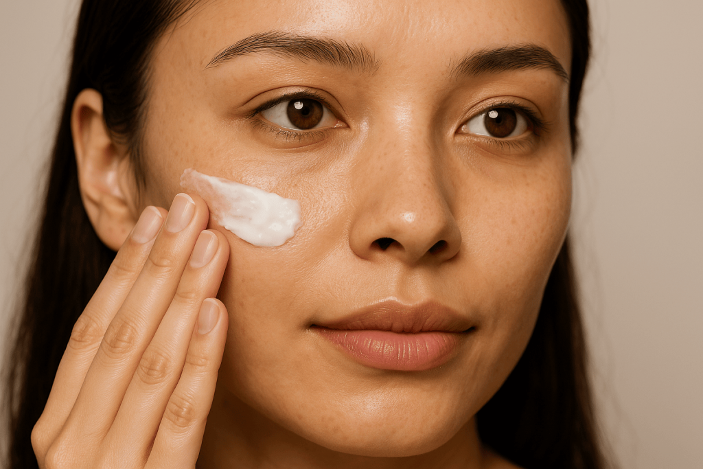 une personne profitant des bienfaits de la crème hydratante visage peau mixte