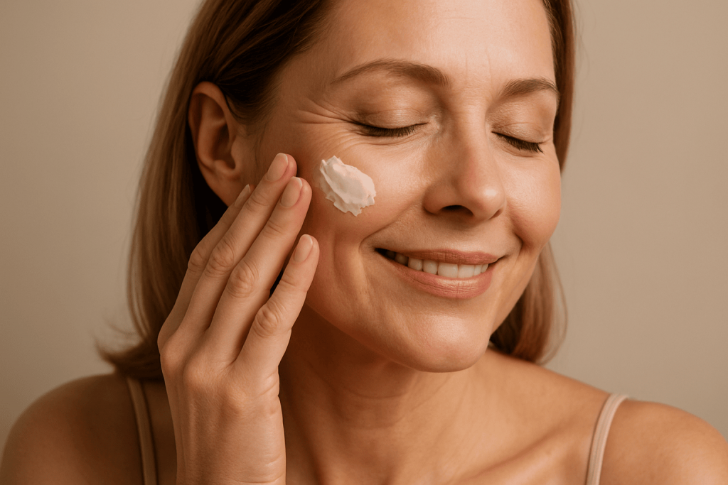 une personne profitant des bienfaits de la crème liftante visage