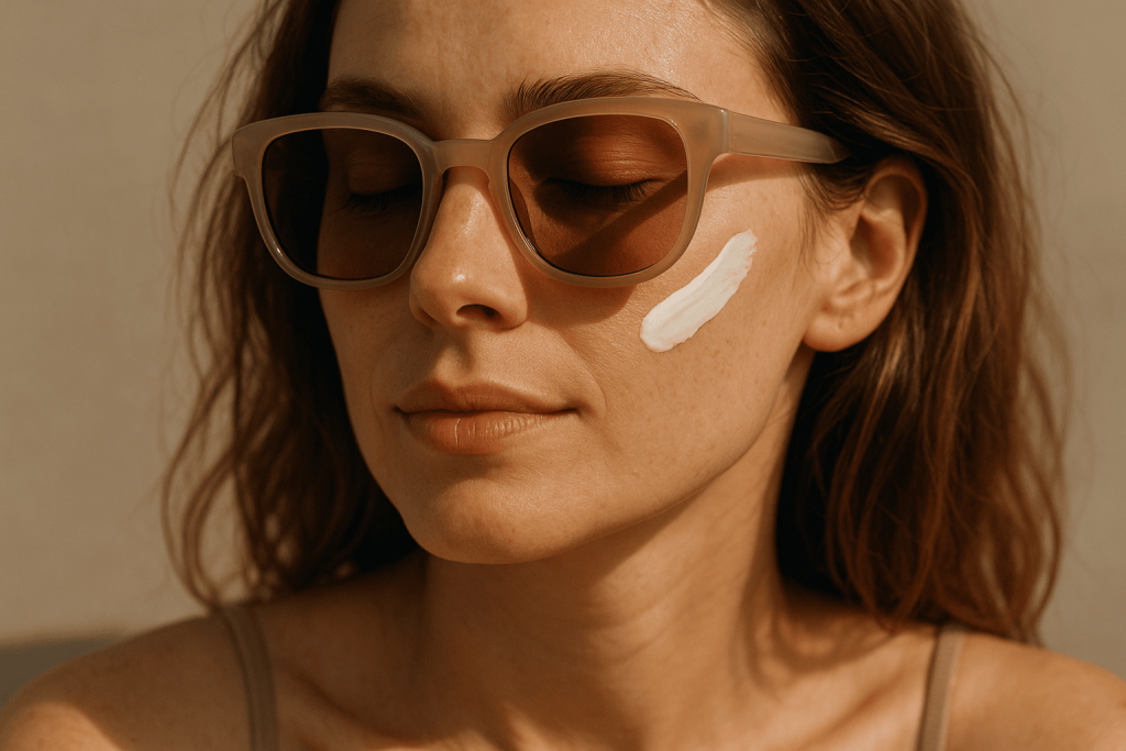 une personne profitant des bienfaits de la crème solaire minérale visage