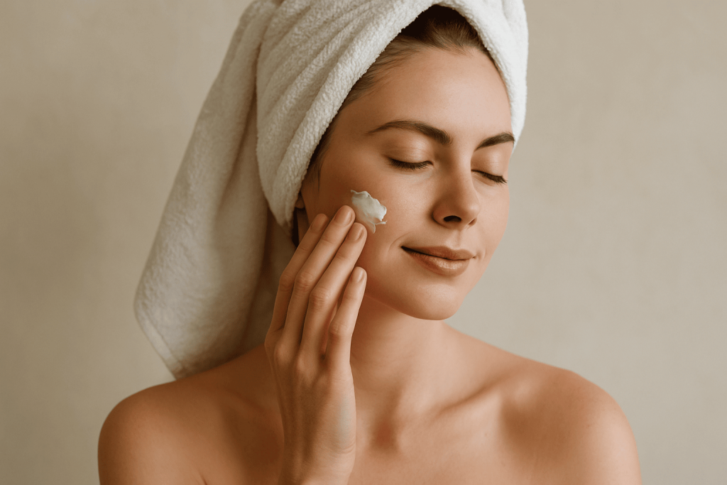 une personne profitant des bienfaits de la crème visage lait d'anesse​