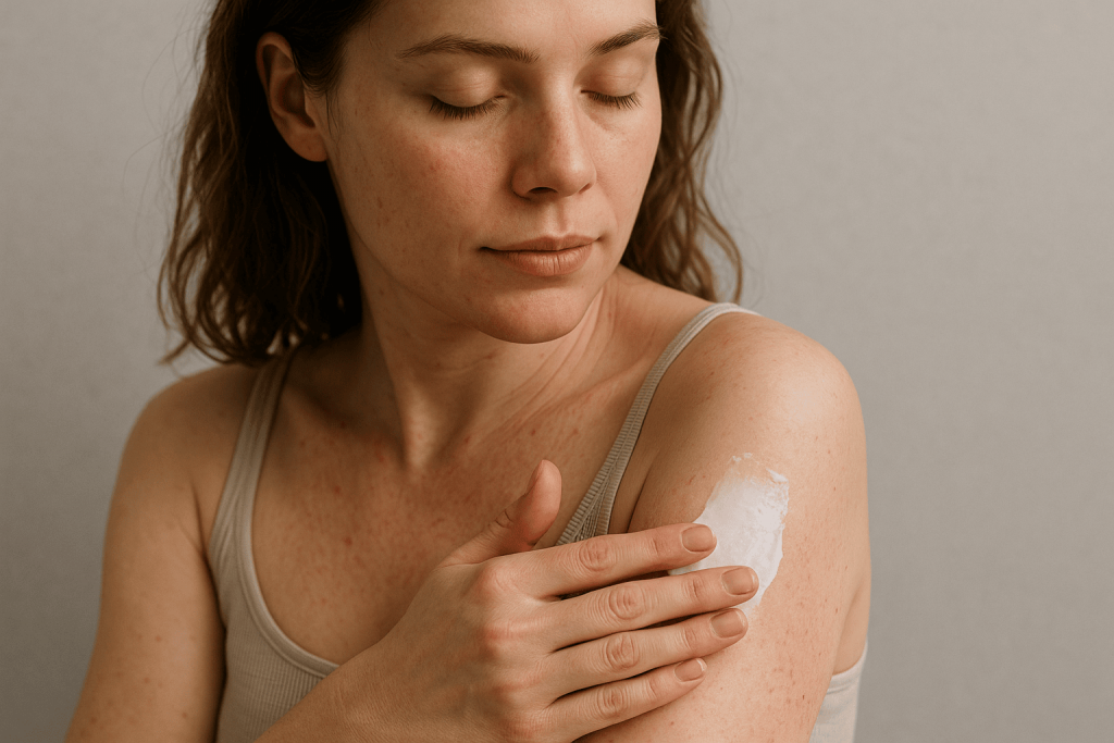 une personne profitant des bienfaits de la crème visage pour peau atopique