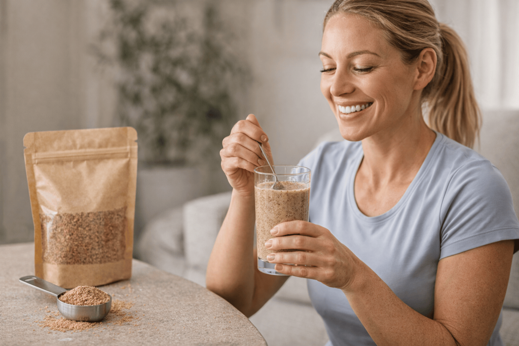 une personne profitant des bienfaits des graines de lin