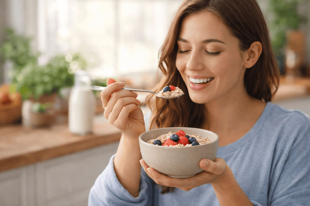 une personne profitant des bienfaits du flocon d'avoine