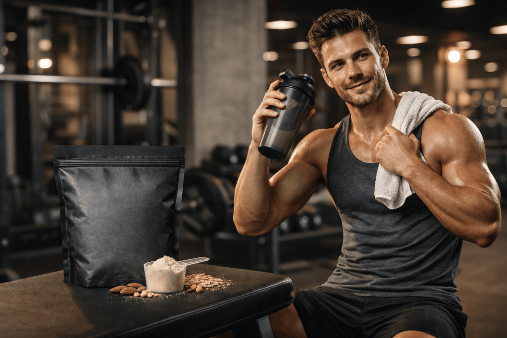 une sportif profitant des bienfaits du meilleur gainer vegan