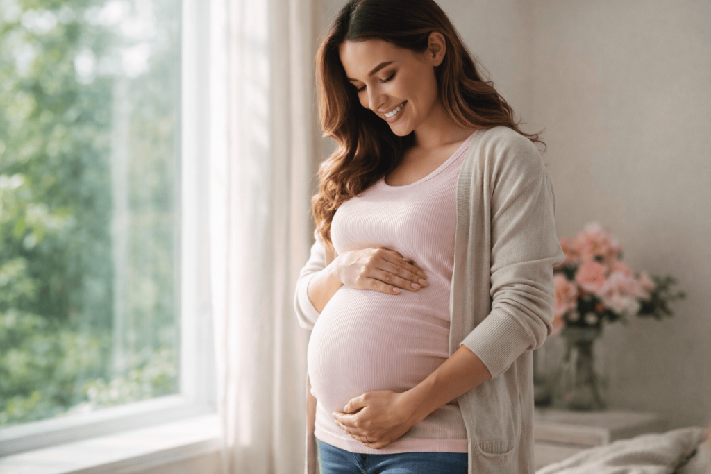 Una mujer embarazada protegida durante su embarazo gracias al complemento alimenticio
