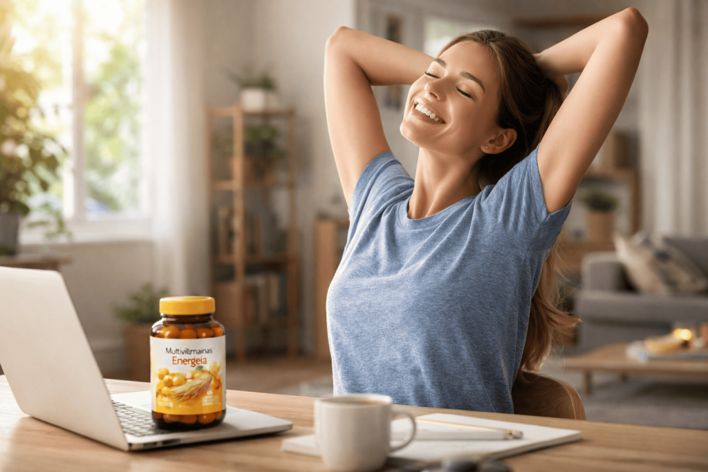 Una persona con energía gracias al complemento vitamínico contra la fatiga