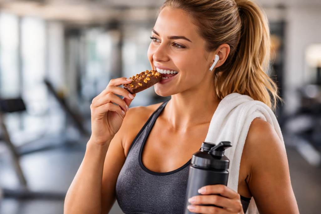 a person enjoying the best natural protein bar