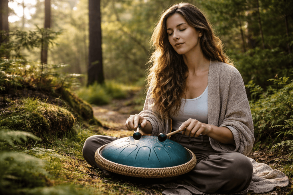 a person playing the handpan