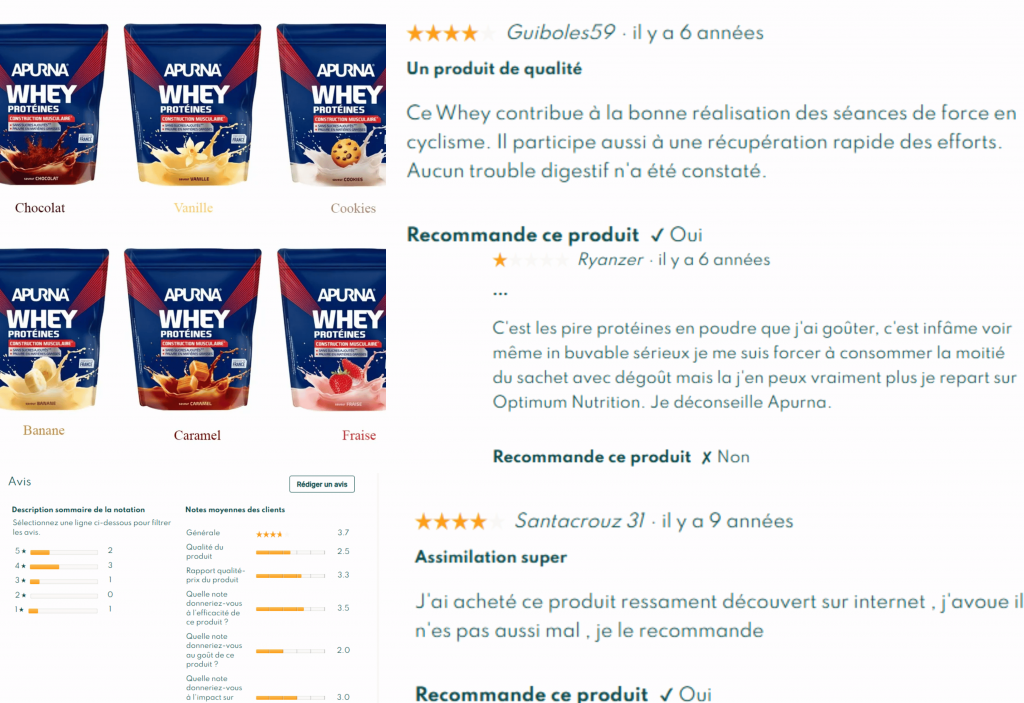 avis des clients sur apurna whey protéine