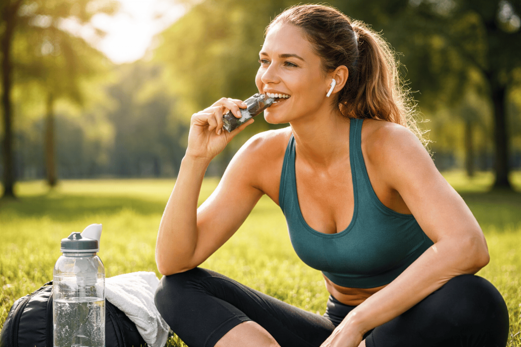someone enjoying their nut-free protein bars