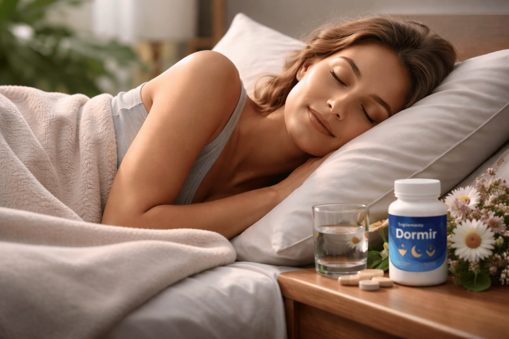 una persona disfrutando de un sueño tranquilo gracias al complemento