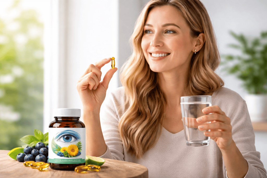 una persona que disfruta de los beneficios del complemento vitamínico para la vista