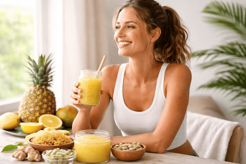 une personne dégustant le sea moss