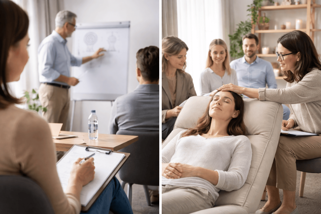 une personne suivant une formation en hypnose
