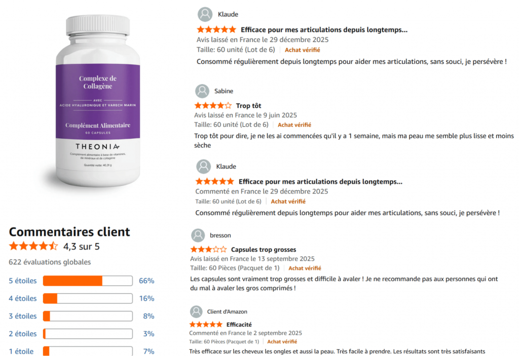 avis des clients sur le theonia collagène