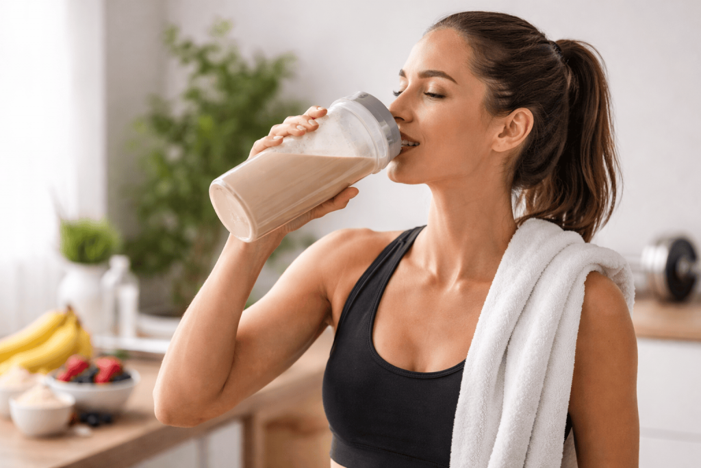 une personne prenant sa boisson protéinée maigrir