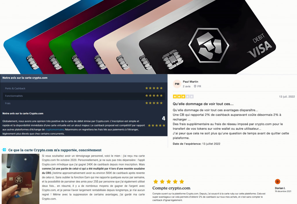 avis des clients sur la carte crypto.com