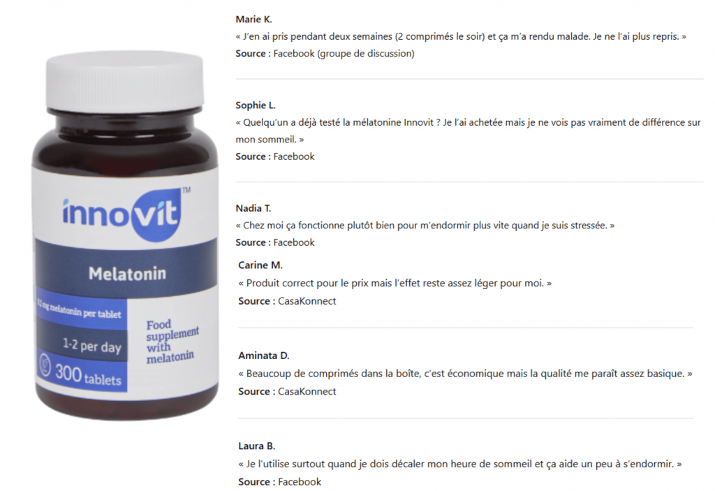 avis des clients sur melatonin innovit